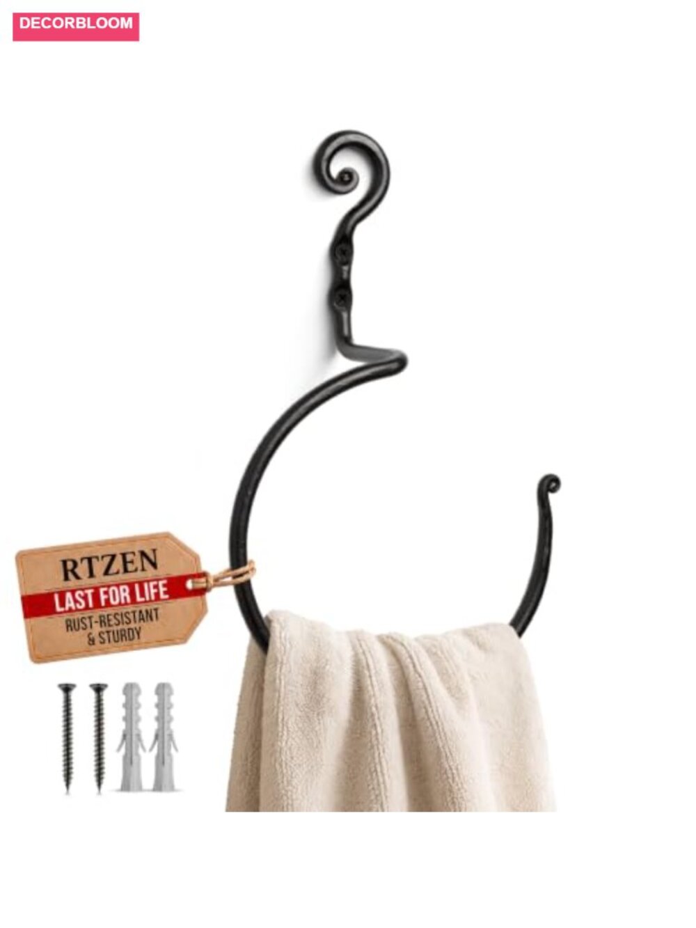 Wrought Iron Hand Towel Holder Decorative Wall Mounted Ring